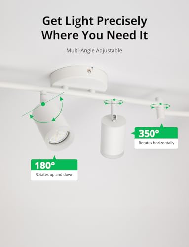 6 Light White Kitchen Track Lighting Fixtures Ceiling Adjustable Head (White / 6 Light (Ceiling Mount))