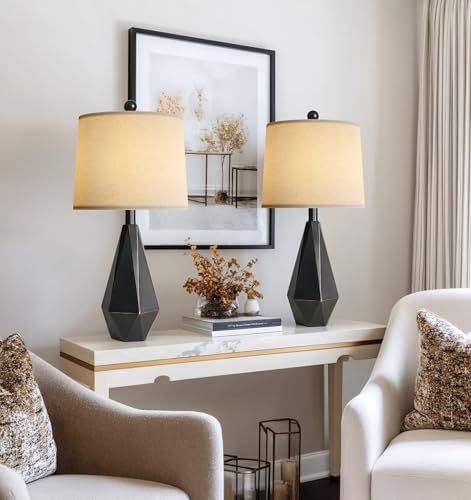 23'' Farmhouse Table Lamps Set of 2 (Medium - Black with Gold)