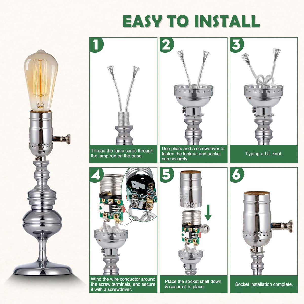 Full Range Dimmer Lamp Socket (Silver Color)