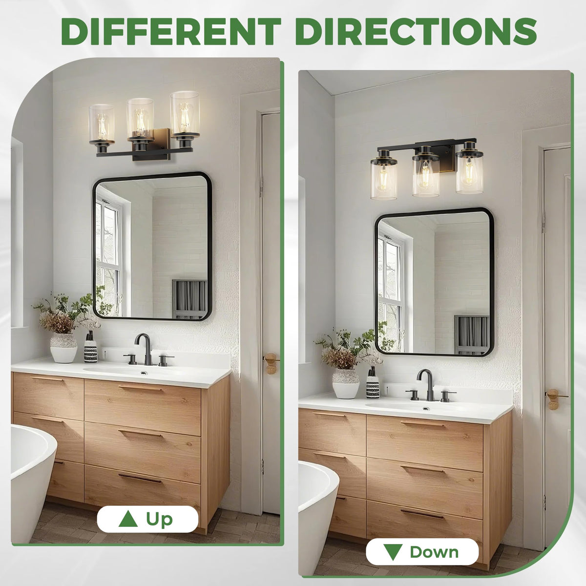 Bathroom Light Fixture Over Mirror Modern Black with Gold Trim (Black with Gold Trim / 3-Light (20inch))