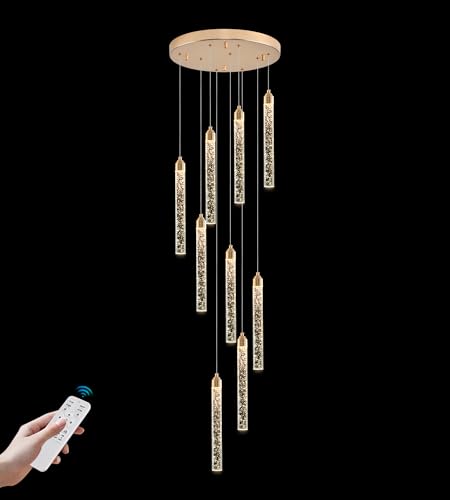 9 Light Gold High Ceiling Crystal Staircase Chandelier (Gold / 9 lights)