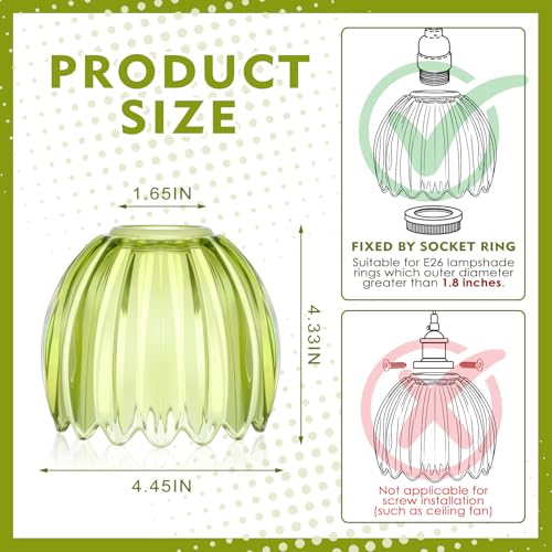 2 Pcs Glass Tulip Lamp Shade (Green)