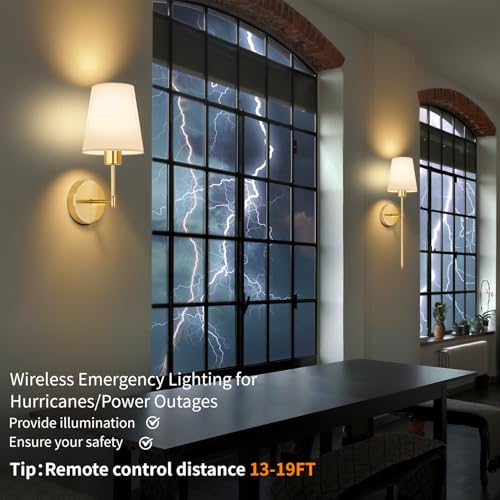 Battery Operated Wall Sconces Set of 2 (A5-Gold*2)