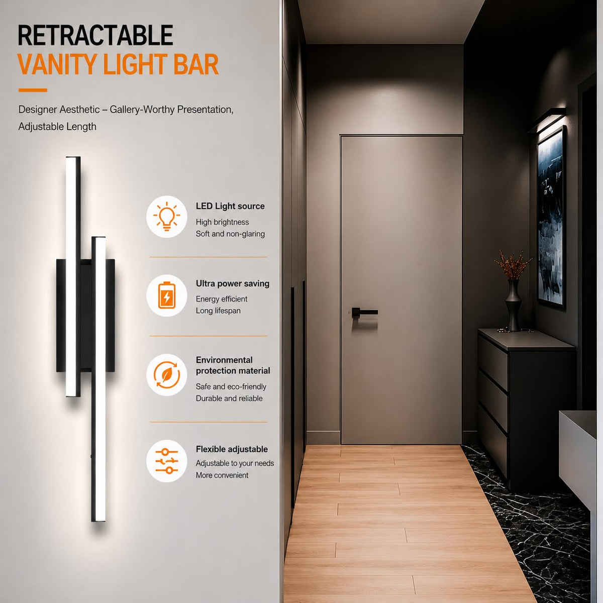 LED Modern Bathroom Light Fixtures Over Mirror 5CCT Optional 32 Inch 2 Pack