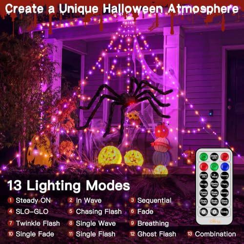Halloween Web Lights with Spiders
