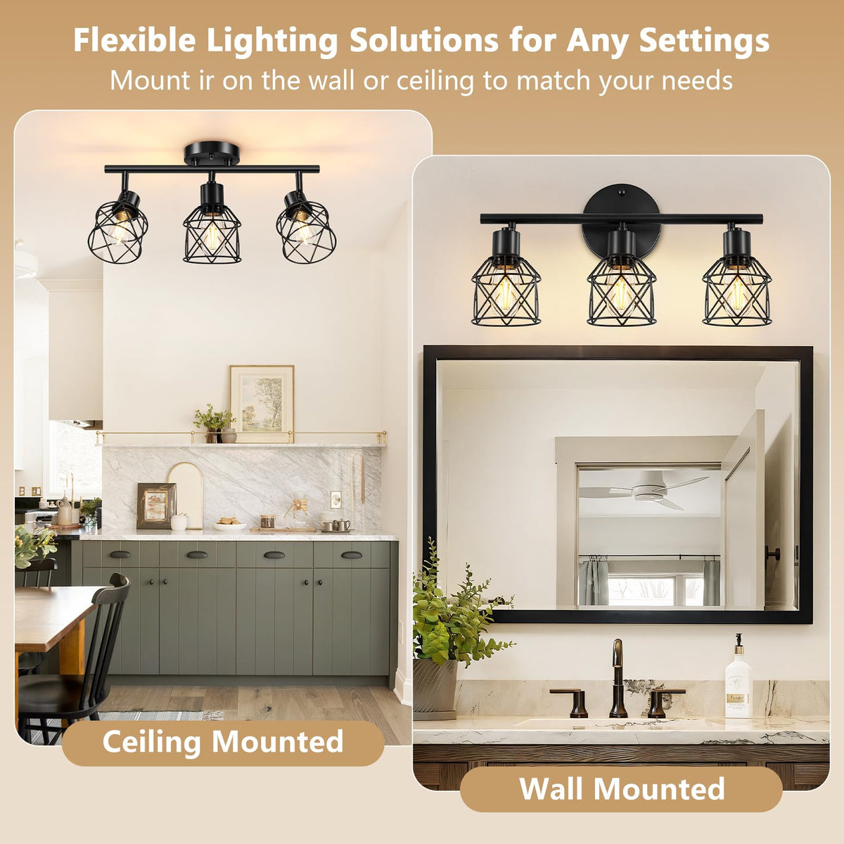 3 Lights Adjustable Multi (Black / 3-Light)