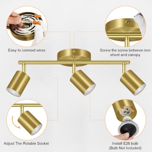 LED 3 Light Track Lighting Kit (3 Light-Gold)