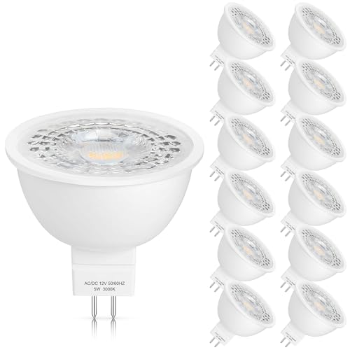 12 Pack MR16 LED Bulbs 5W GU5.3 12V Spotlights (Soft White)