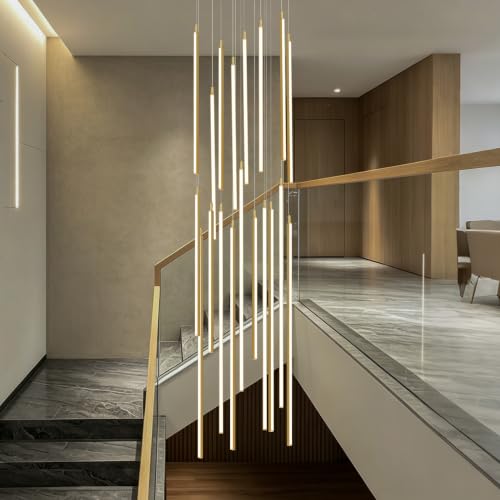 138" Modern LED Chandelier (Gold-110W-20 Lights with Remote Control)