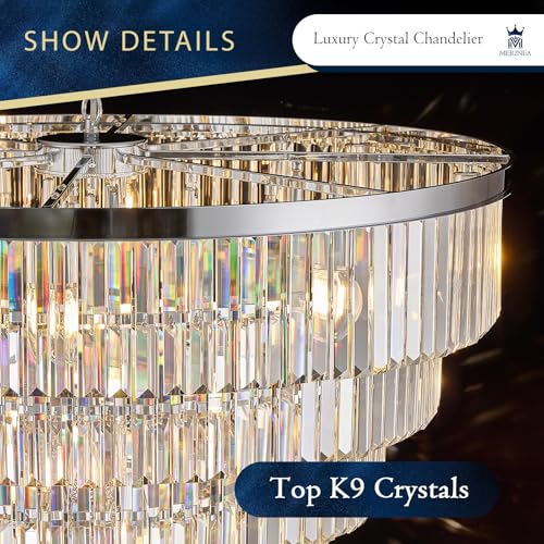 Chrome Crystal Chandeliers 22 Lights 36" Luxury Round Chandelier (Chrome / Large-35.4”)