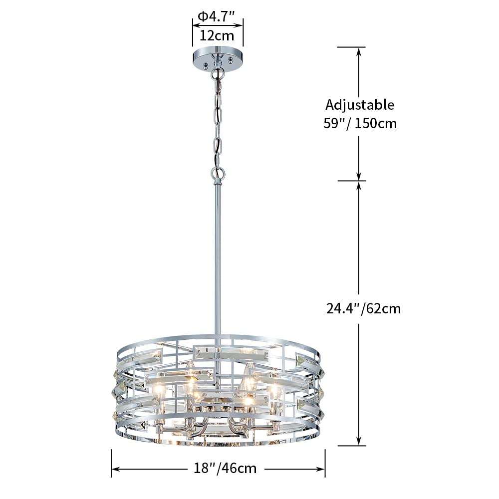 Saint Mossi Modern K9 Crystal Chandeliers (Chrome 6-Lights H24 D18)