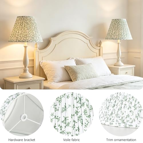Lamp Shades Green Floral Set of 2 Bell Shade 6"×13"×9.8" (White-2 Pack / 6*13*9.8in)