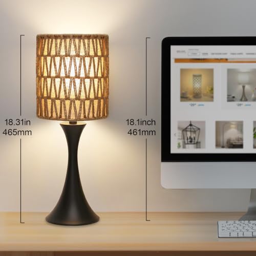 Rattan Table Lamp (Black Base with Rattan Shade)