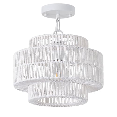 Large Boho Rattan Farmhouse Chandeliers for Dining Room