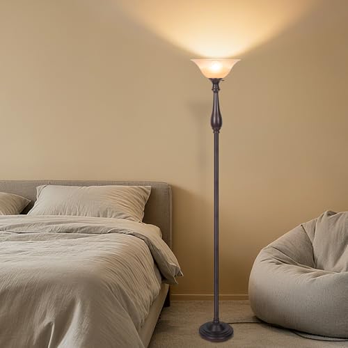 Floor Lamp with Alabaster Glass Bowl Shade
