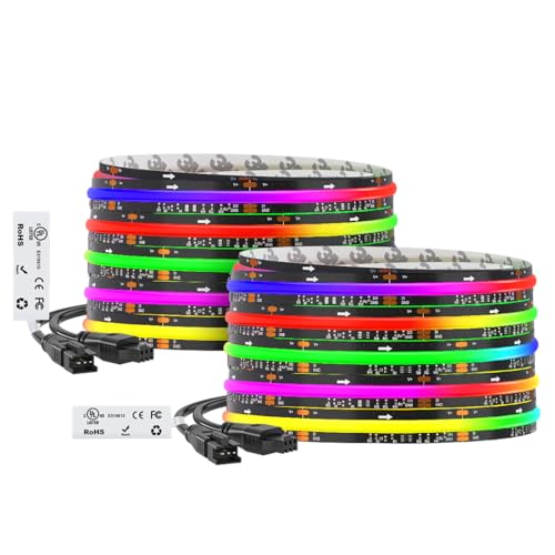 32.8FT WS2811 Smart IC RGB DC12V FCOB COB LED Strip Light (Black PCB / 32.8FT)