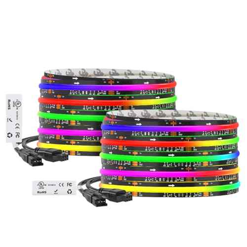 32.8FT WS2811 Smart IC RGB DC12V FCOB COB LED Strip Light (Black PCB / 32.8FT)