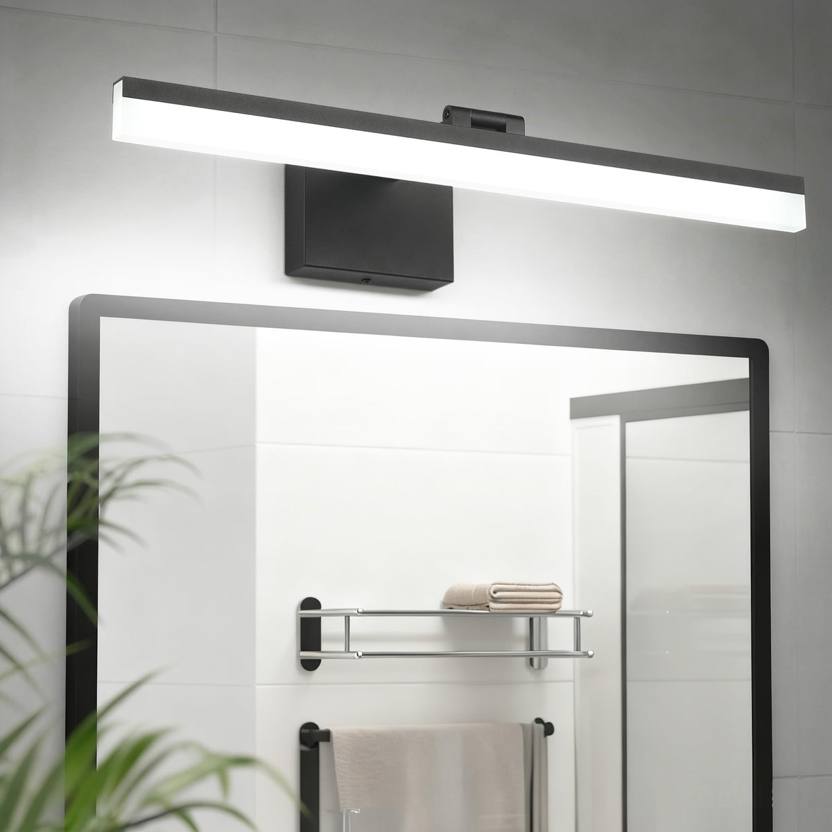 Dimmable Black Vanity Light Bar Lighting Fixtures Modern Bathroom Light Fixtures 6000K Rotatable White Aluminum LED Light (Matte Black- Dimmable / 24-inch)