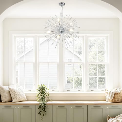 24in Modern Chrome Sputnik Chandelier Light Fixture 9 Light (Chrome / 24in)