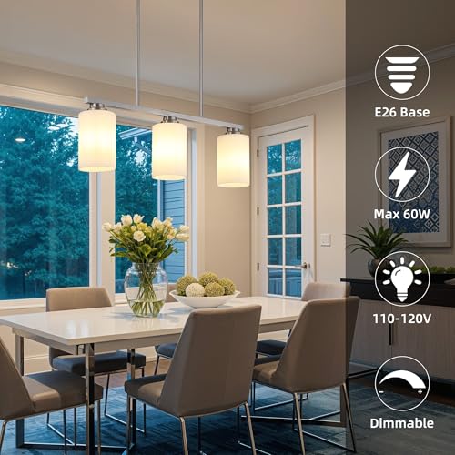 Island Light for Kitchen (Brushed Nickel / 3 Light + Milk Glass)