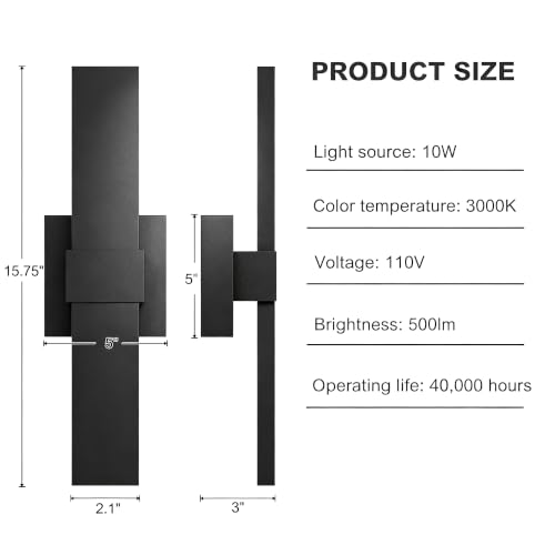Aluminum 32 in Long Outdoor Wall Light Fixture