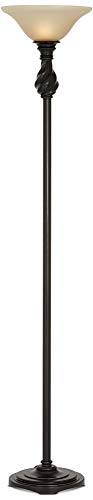 Restoration Bronze 70" Tall Amber Glass Torchiere Floor Lamp