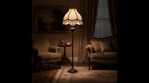 30335 Transitional Scallop Bell Shape Spider Construction Lamp Shade in Ivory with Abstract Pattern (Ivory with Abstract Pattern & 13" Wide)