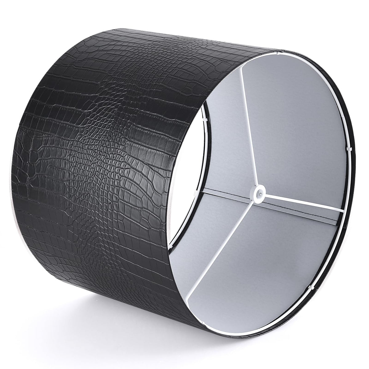 Black Reptile Print Drum Lamp Shade 13"Top x 13"Bottom x 10"High (13*13*10 1 Pack / Black)