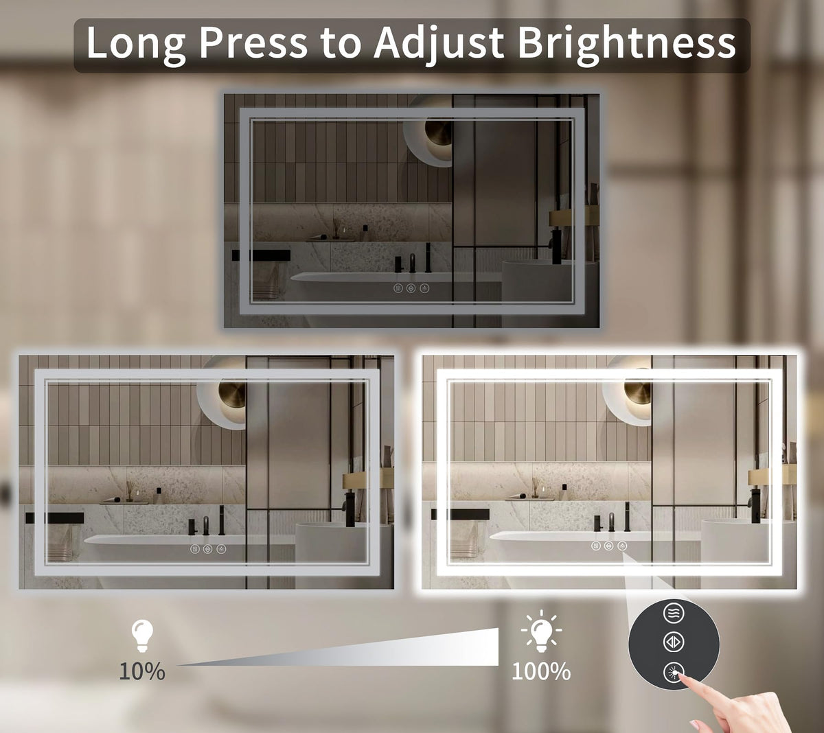 32"x72" LED Bathroom Mirror with Lights (32"L x 72"W)