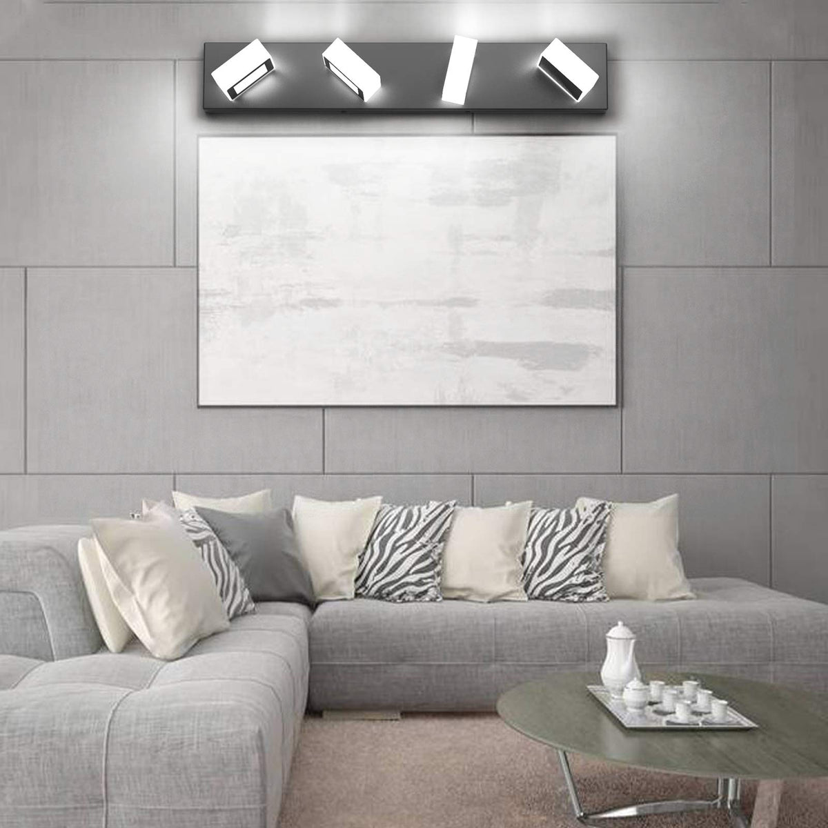 LED Black 4 Lights Acrylic Lighting Fixtures Modern Matte Black Bathroom Vanity Lights (Black-White light / 26 inch)