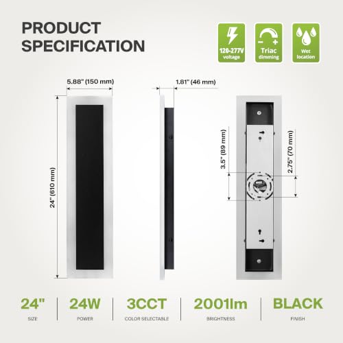 24" LED Linear Wall Sconce (Black)
