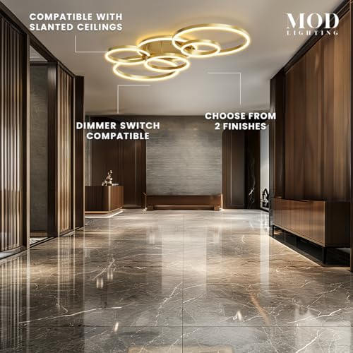 Chloe Flush Mount Ceiling Light (Metallic Gold / 6 Circles / Warm White)