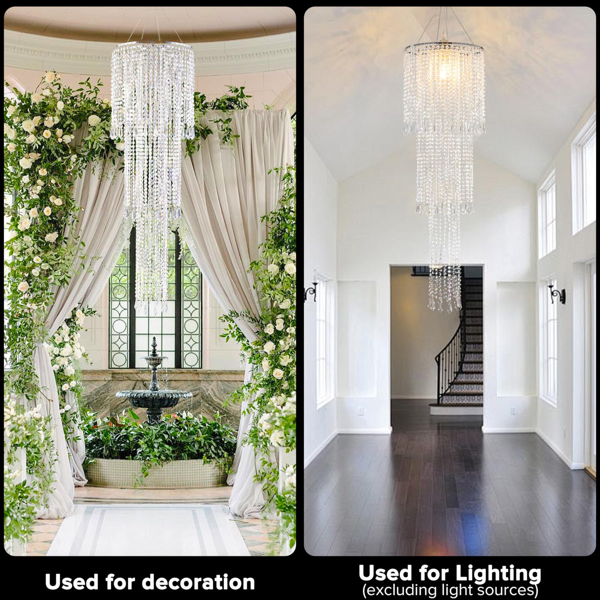 3 Tiers Modern Sparkling Acrylic Beaded Hanging Chandelier Shade (Clear-2 / Shade)
