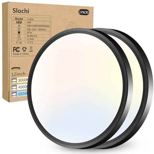 2PACK LED Flush Mount Ceiling Light Fixture (Black / 12Inch-2Pack)
