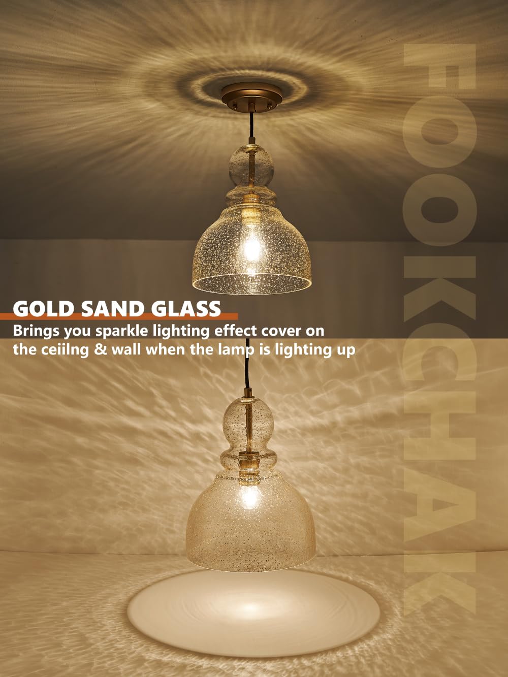 Gold Pendant Lights Kitchen Island (Gold Seeded)