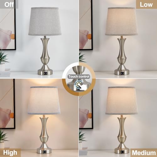 Touch Table Lamps Set of 2 (Silver,Grey / 22in)
