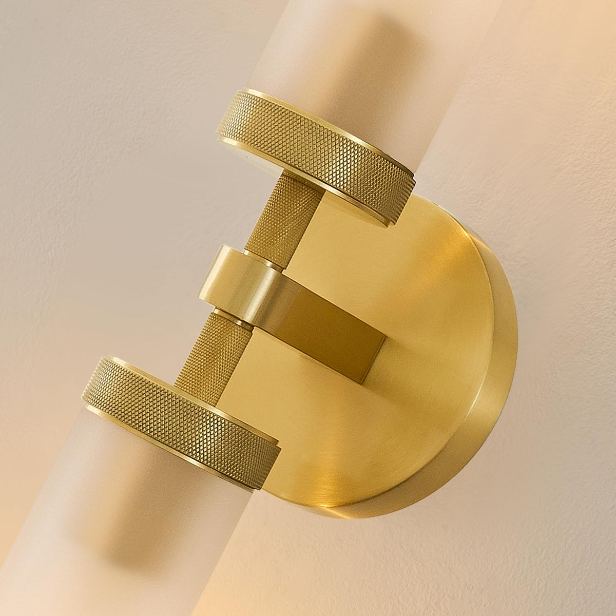 Gold Brass Bathroom Wall Sconce (Elegant Gold-Frosted Glass / 2 Pack)