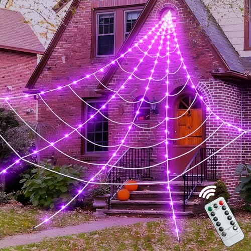 Halloween 200" Spider Web Light Decorations Outdoor