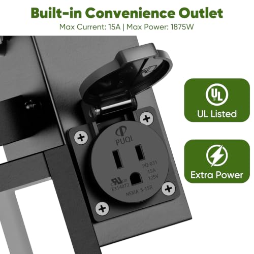 2 Pack Upgraded Motion Sensor Porch Lights with Outlet (Black / 13.1in)