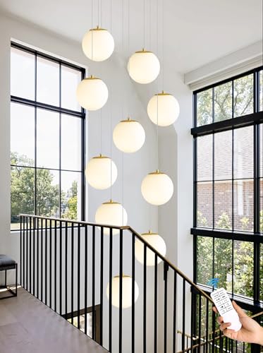 Modern Globe Chandelier Foyer Chandelier for Entryway 15 (Gold-White / Globe 15-Light)
