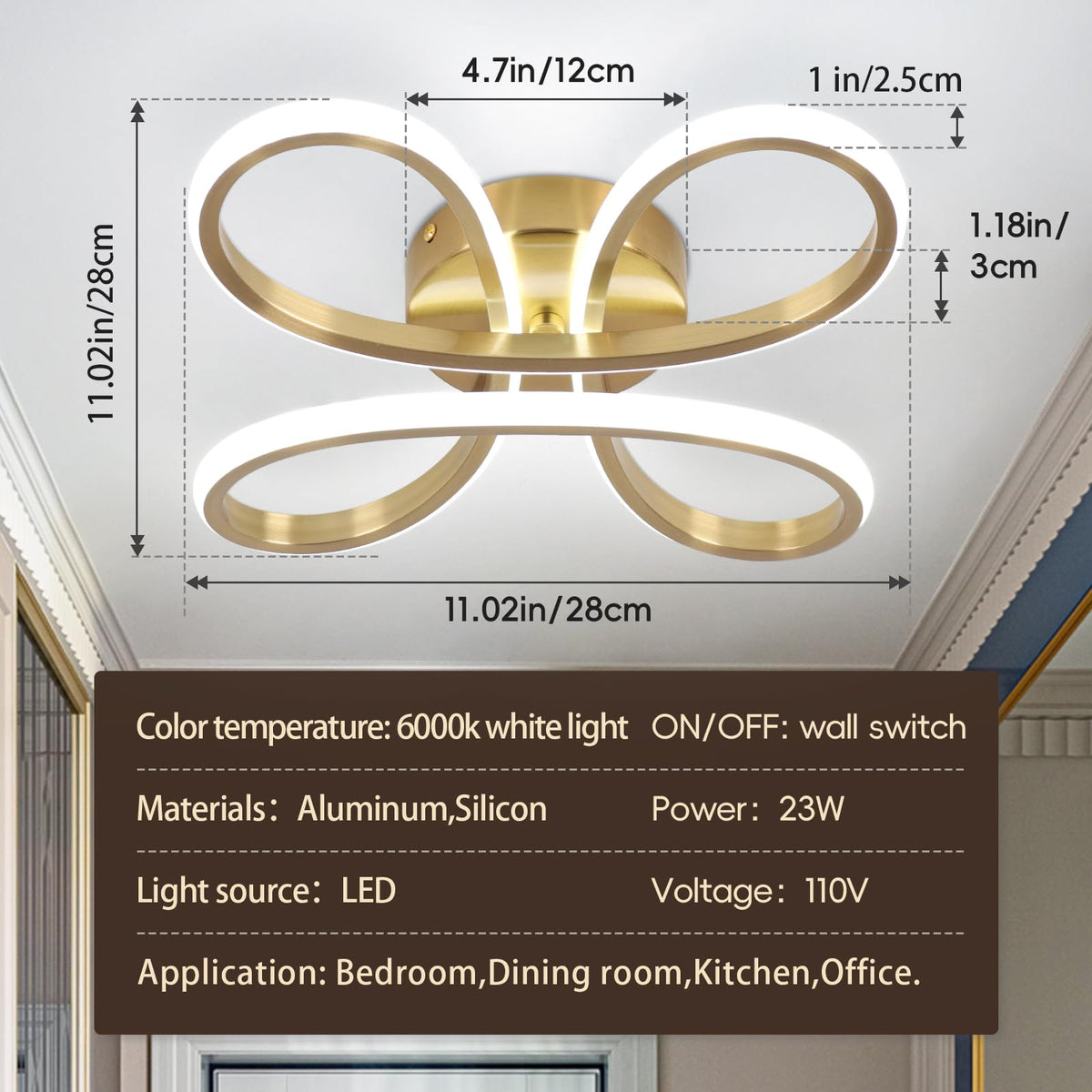 Modern LED Ceiling Light (Gold / 1 Pack)