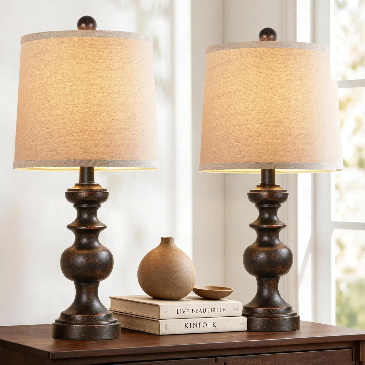 Farmhouse Table Lamp Set of 2 (Oil-Rubbed Bronze / 22 Inch)