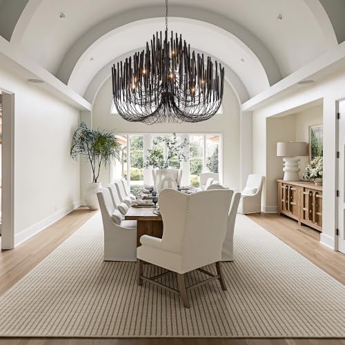 Modern Farmhouse Chandelier for Dining Room 57" (Black / 57 inches)