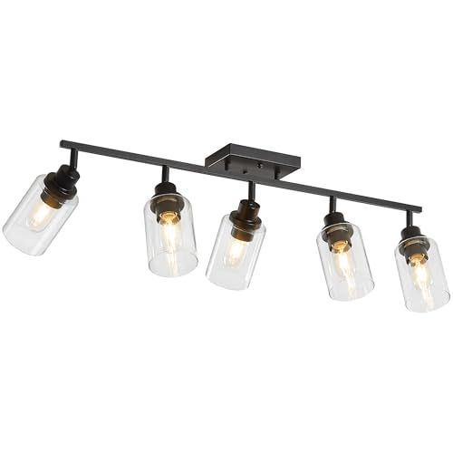 5 Light Kitchen Track Light Fixtures Ceiling Vanity Lights Black (Black / 5-Light)