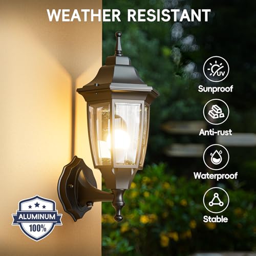 Dusk to Dawn Outdoor Porch Light with Bulb (Black / Dusk to Dawn-Aluminum)