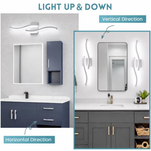 Brushed Nickel Curved Bathroom Vanity Light Fixture Over Mirror (Brushed Nickel / 23.62INCH,2 PACKS)
