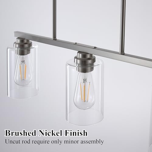 Island Light for Kitchen (Brushed Nickel / 3 Light + Clear Glass)