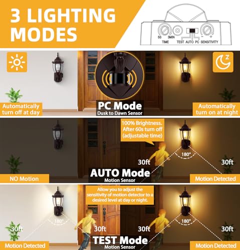 Porch Lights with Outlet (Bronze / 1 Pack)
