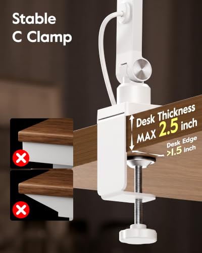 LED Desk Lamp for Home Office with Clamp (White)