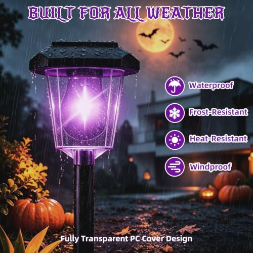 16Pack Purple Solar Halloween Lights outdoor (Purple)
